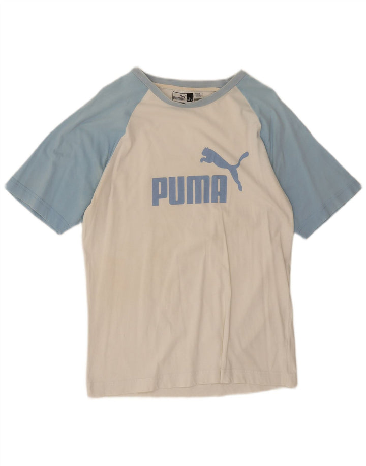 Camiseta masculina Puma Graphic Top grande bloco colorido branco