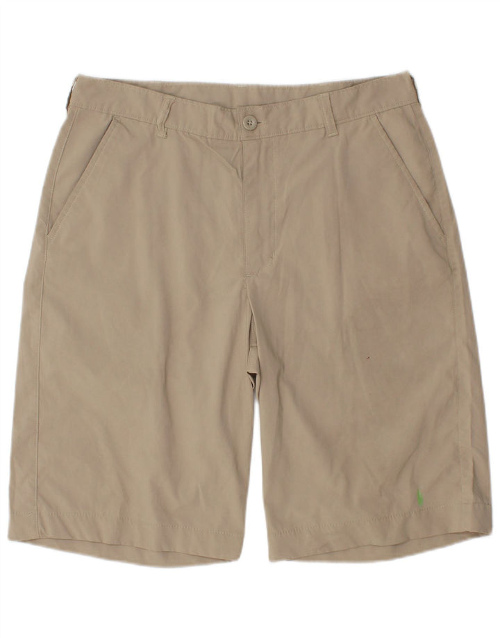 IZOD Mens Chino Shorts W32 Poliéster Bege Médio