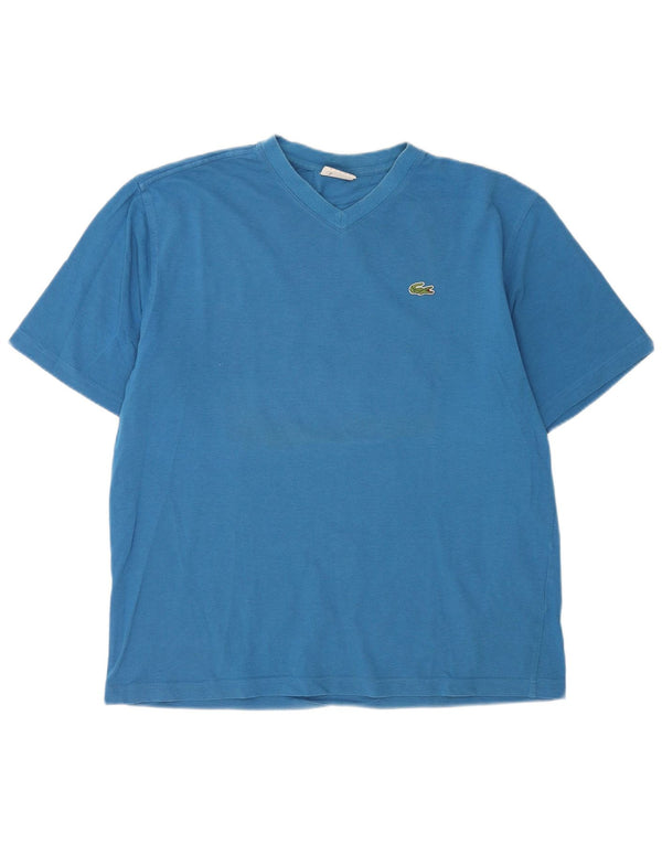 Camiseta masculina Lacoste tamanho superior 5 grande algodão azul
