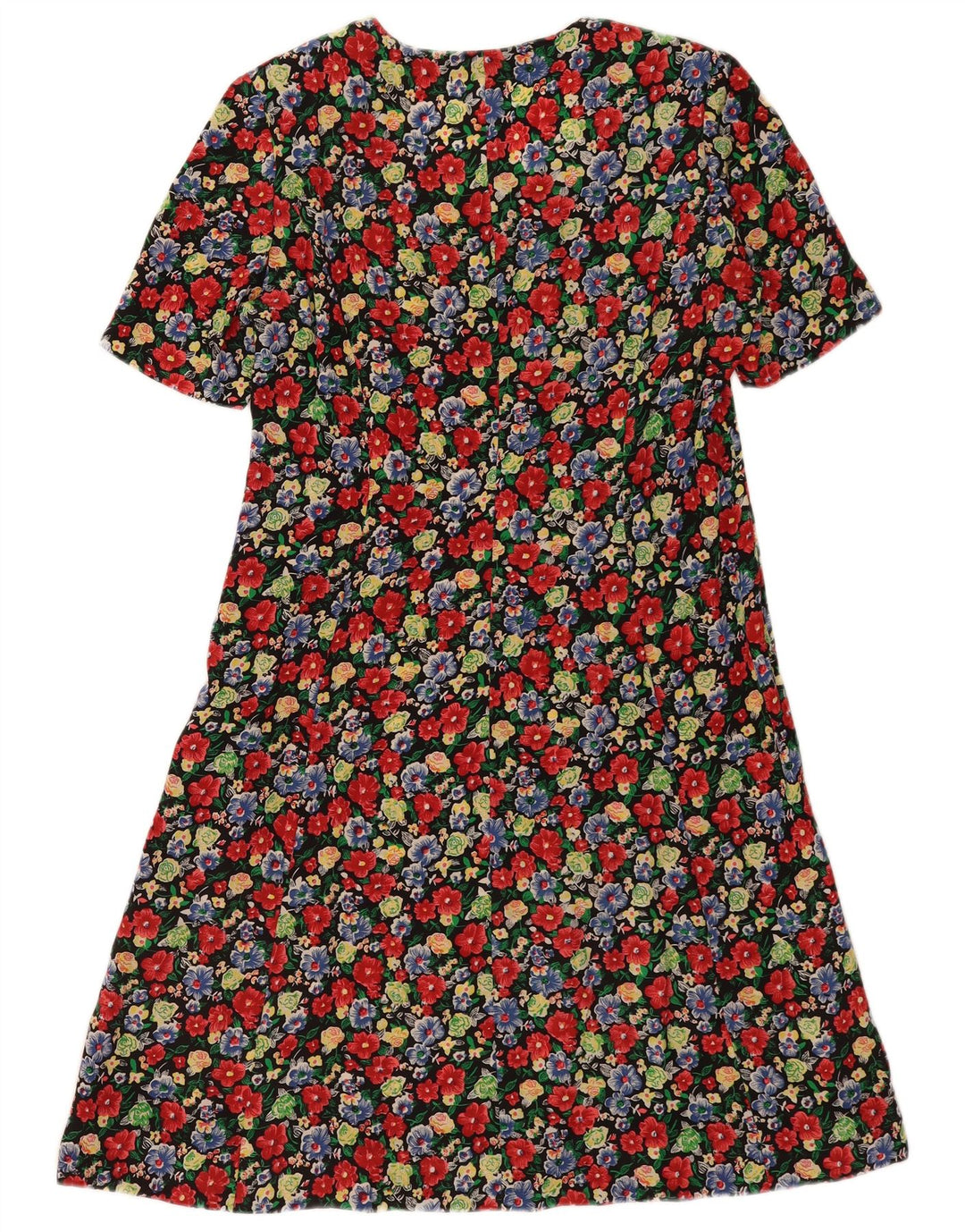Vestido vintage feminino linha A UK 14 médio floral multicolorido