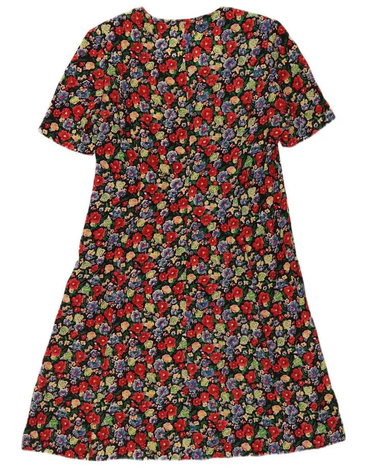 Vestido vintage feminino linha A UK 14 médio floral multicolorido