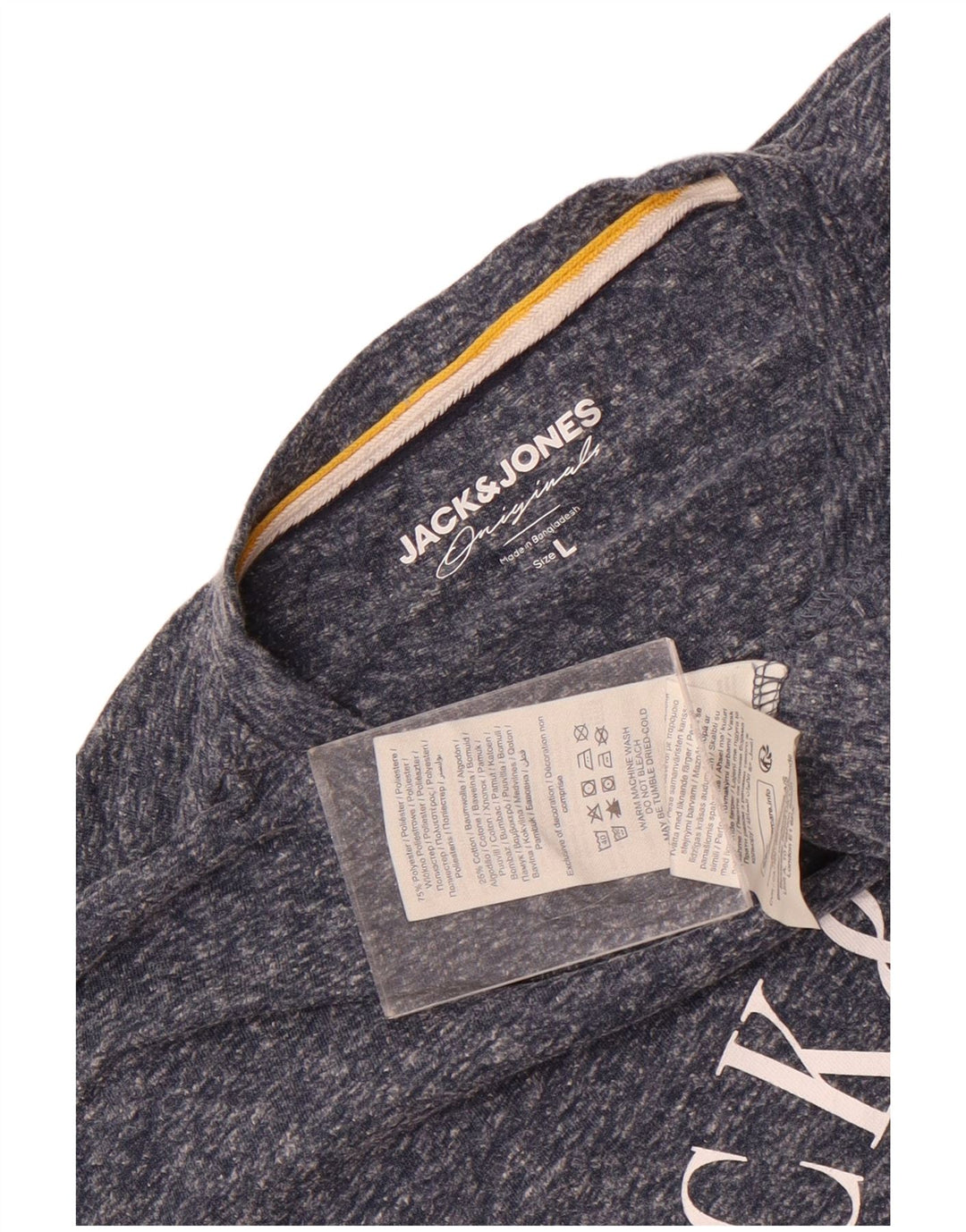 Camiseta gráfica masculina Jack & Jones grande poliéster manchado azul marinho