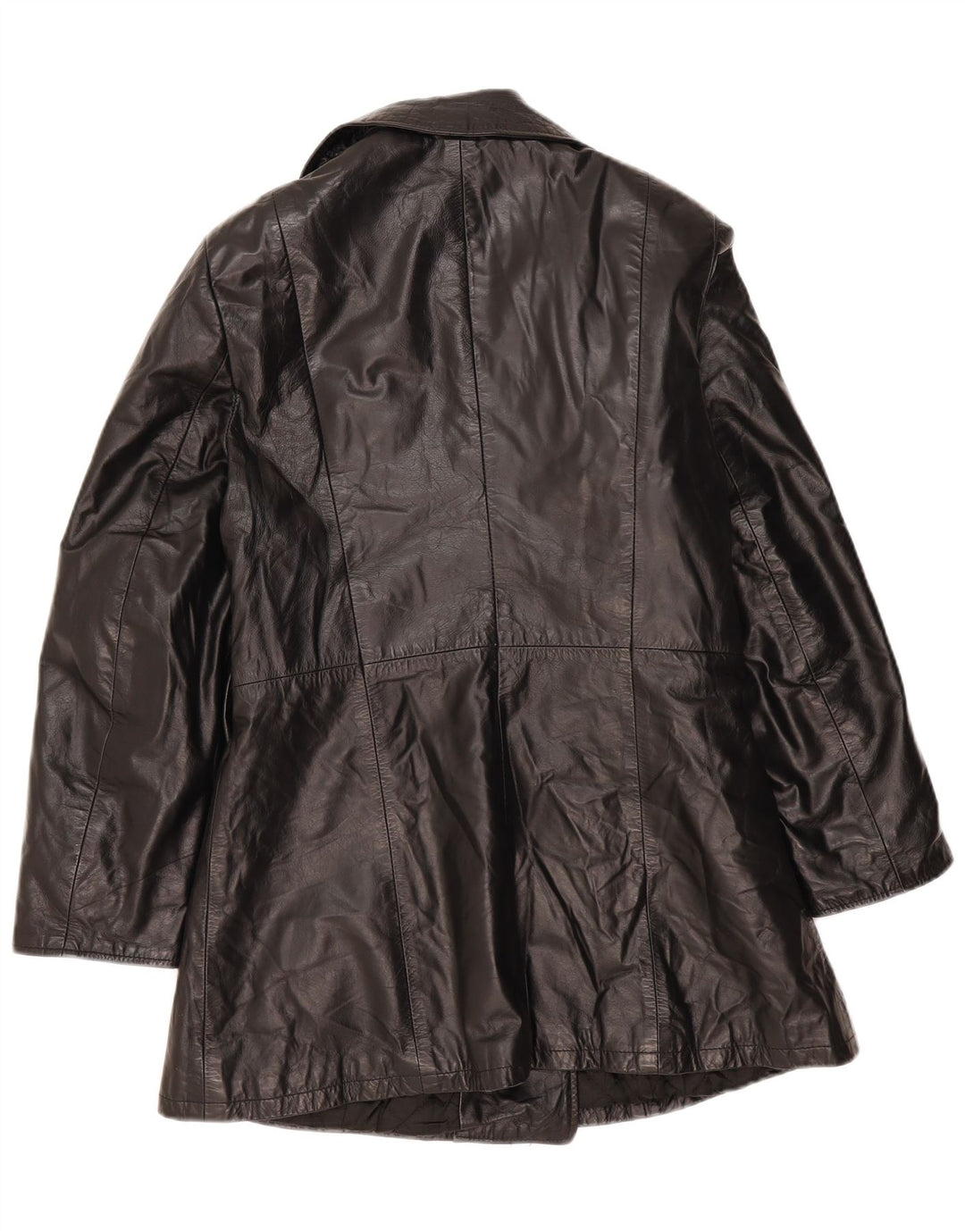 Casaco feminino vintage de couro com peito duplo IT 44 médio preto