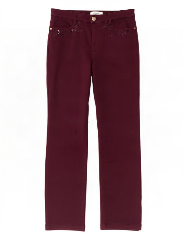 Calça feminina reta casual Marks & Spencer Reino Unido 12 médio W30 L28 roxo
