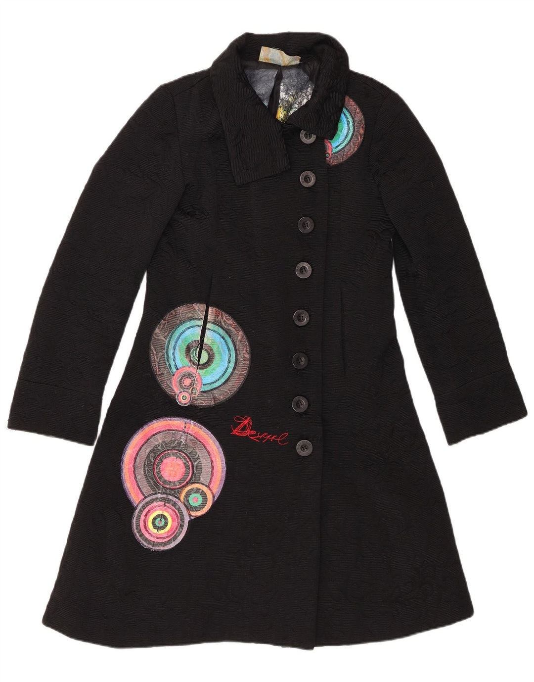 Sobretudo feminino com padrão abstrato DESIGUAL EU 40 algodão preto médio