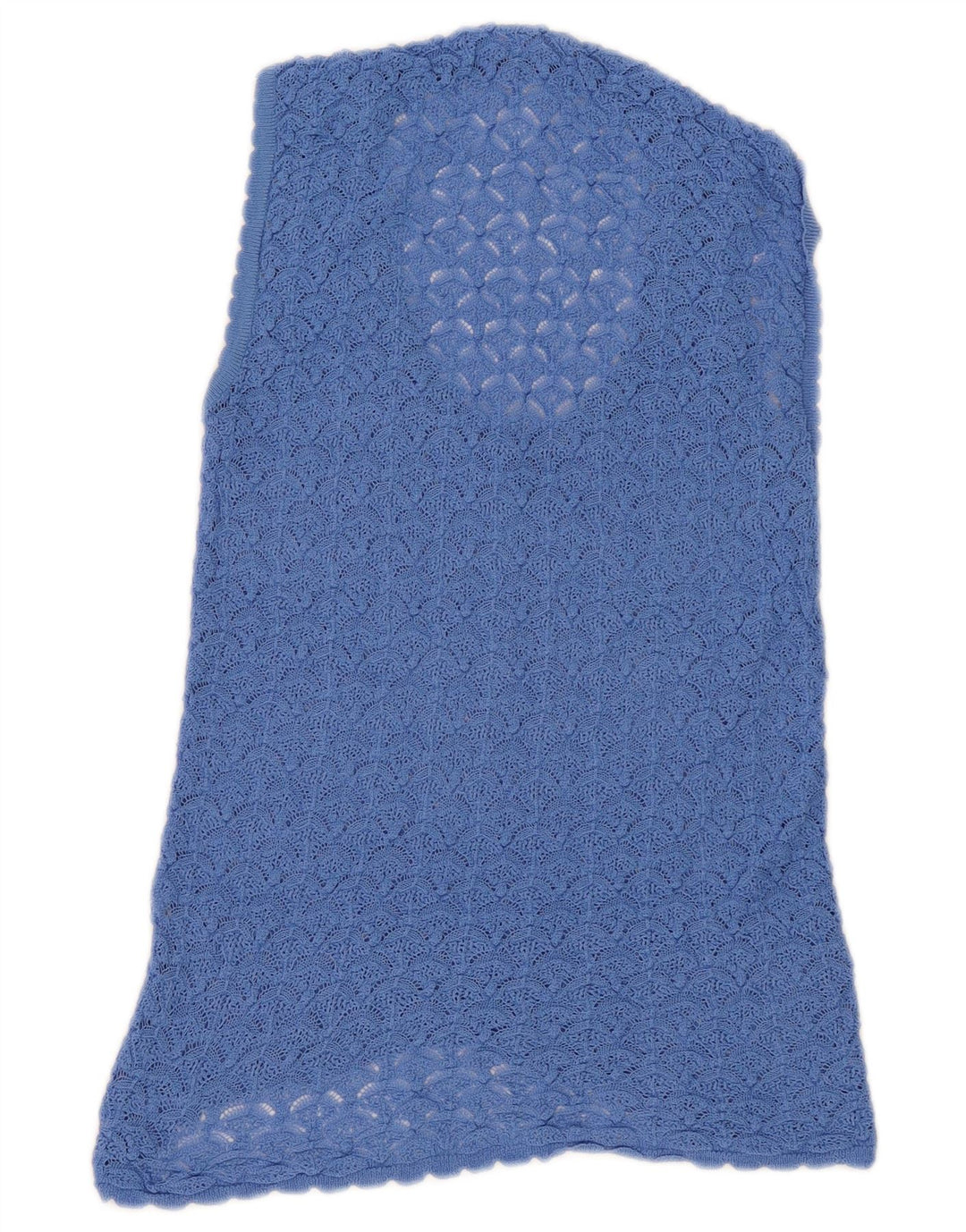 Blusa feminina de crochê sem mangas Zara Top UK 12 azul médio