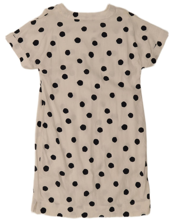 Vestido feminino Marks & Spencer A-Line Reino Unido 14 médio branco bolinhas linho