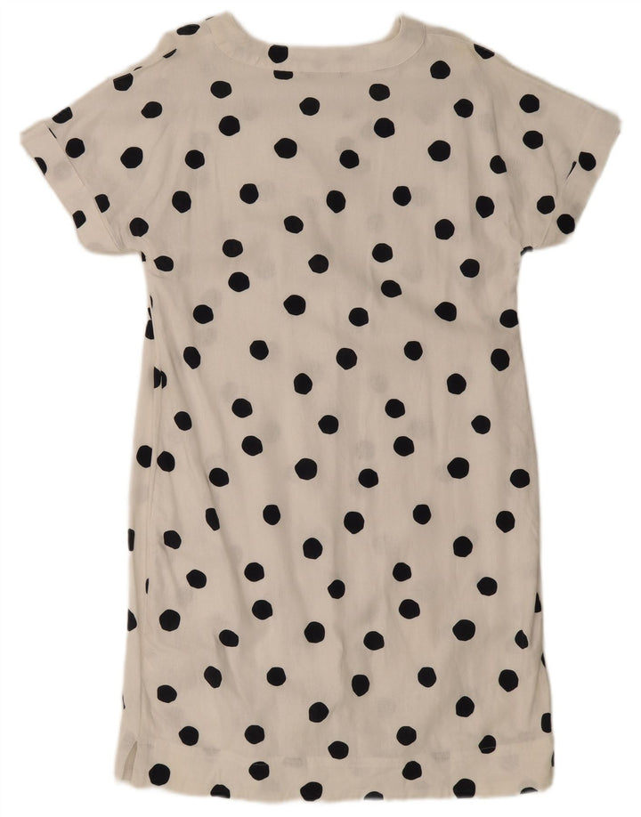 Vestido feminino Marks & Spencer A-Line Reino Unido 14 médio branco bolinhas linho