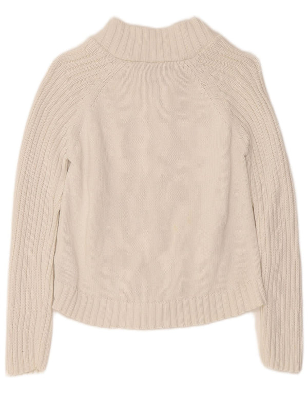 Suéter feminino Zara Trafaluc Crop Full Zip Cardigan Reino Unido 14 Grande Branco
