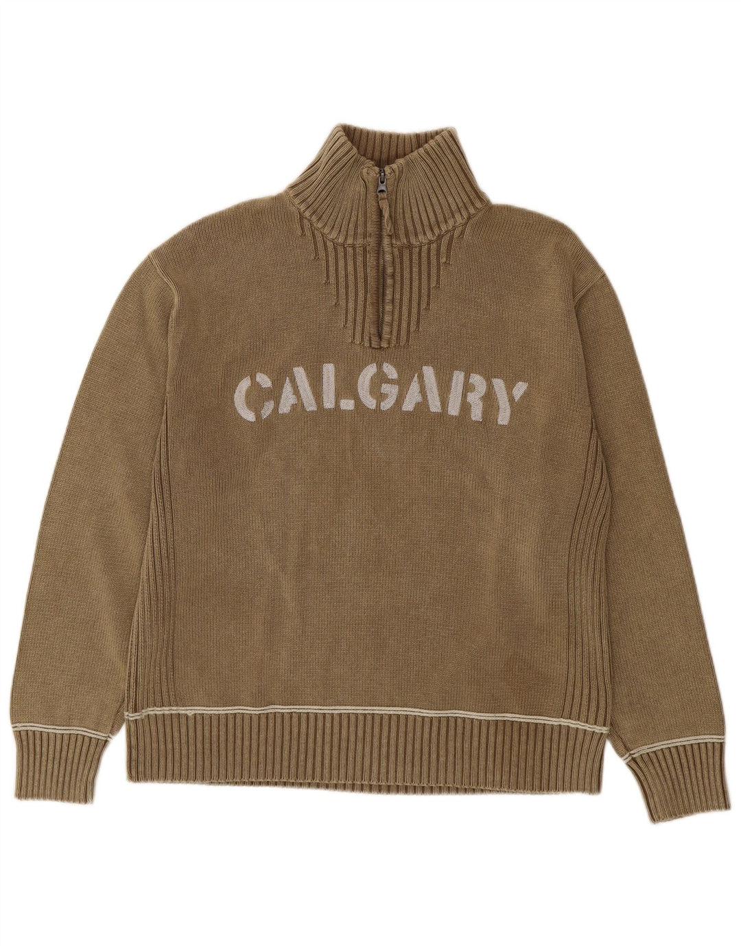 Suéter masculino Camp David com zíper e gola em algodão marrom 2XL