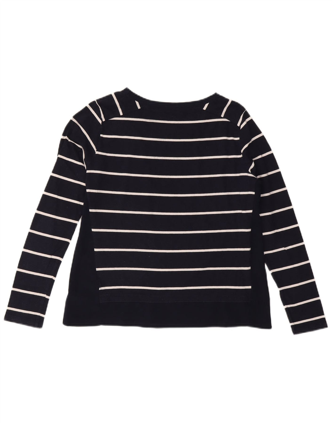 Top feminino TOMMY HILFIGER manga comprida Reino Unido 10 pequeno algodão listrado azul marinho