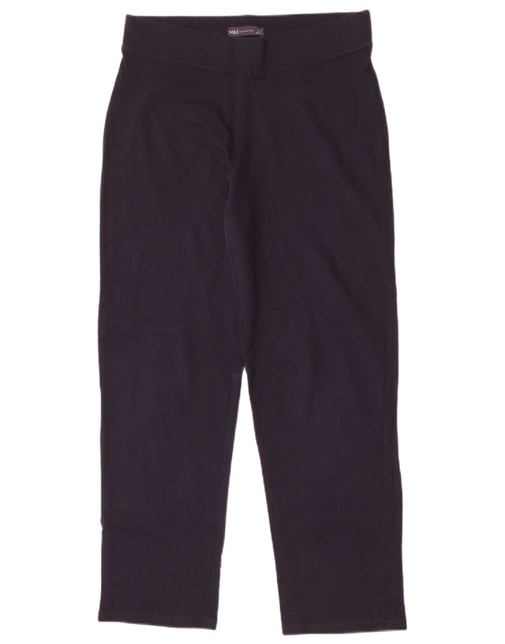 Calça de treino feminina Marks & Spencer Reino Unido 12 algodão azul marinho médio