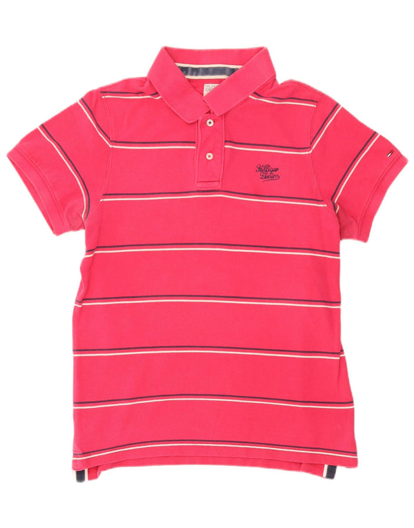 Camisa polo masculina Tommy Hilfiger grande algodão listrado rosa
