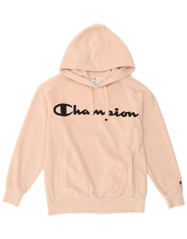 Jumper feminino com capuz de lã gráfico superdimensionado Champion UK 10 pequeno rosa