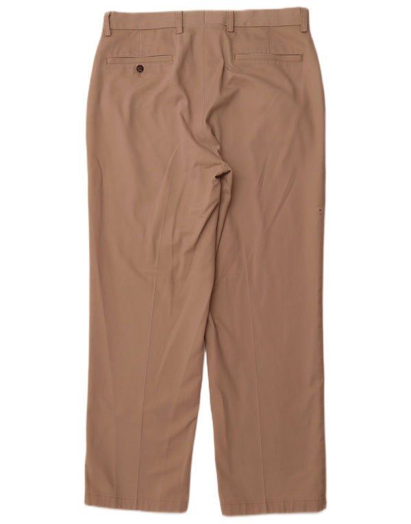 Orvis Mens Straight Chino Calças W34 L30 Algodão Bege