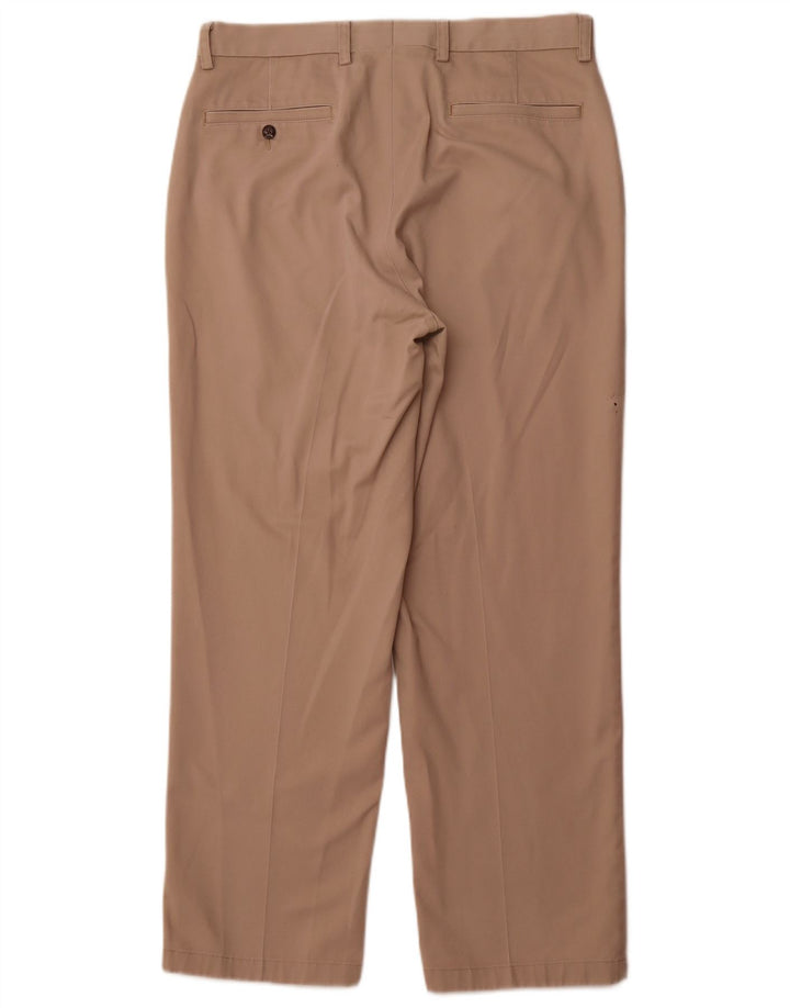 Orvis Mens Straight Chino Calças W34 L30 Algodão Bege