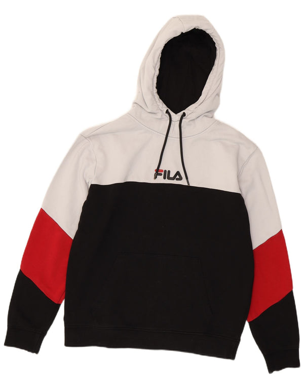 Fila Mens Hoodie Jumper Médio Preto Colourblock Algodão