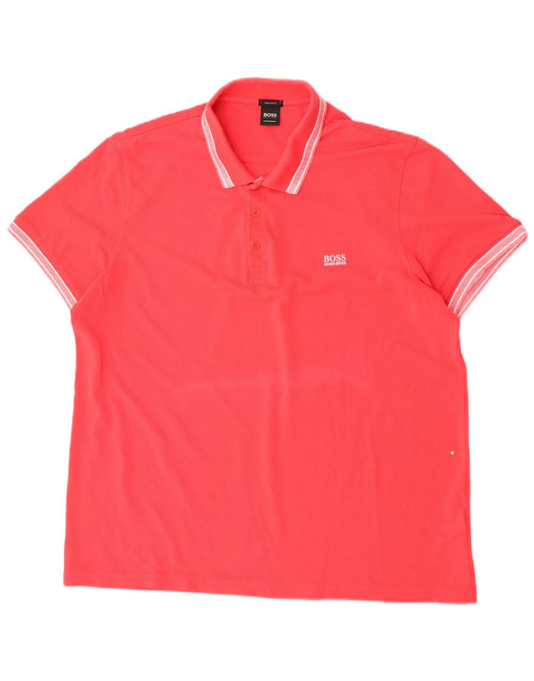 Camisa polo masculina Hugo Boss Regular Fit 3XL algodão listrado vermelho