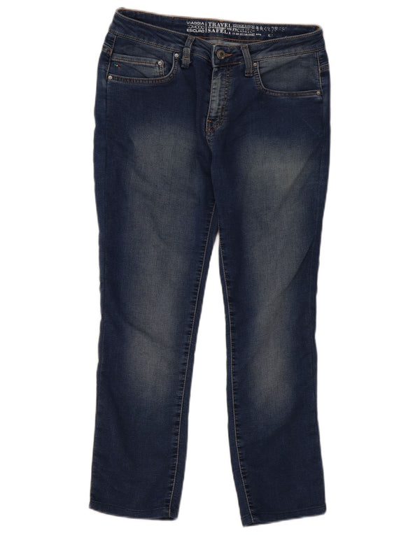 Carrera Calça Jeans Feminina Crop Slim W30 L25 Azul Marinho Algodão