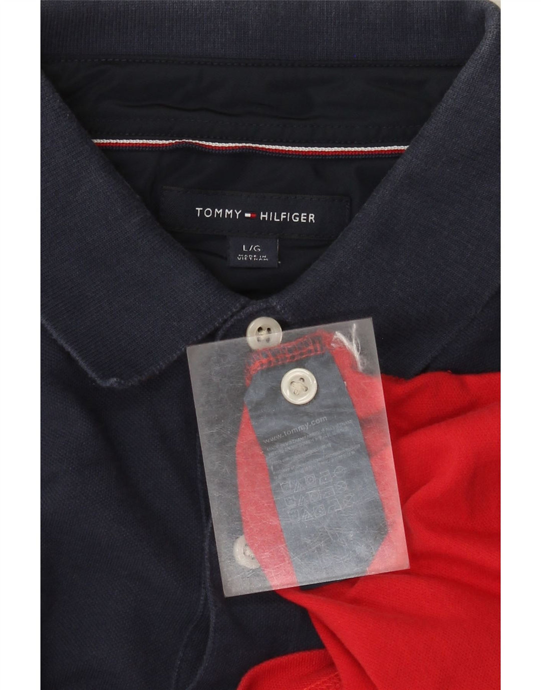 Camisa polo masculina Tommy Hilfiger grande algodão colorblock multicolorido