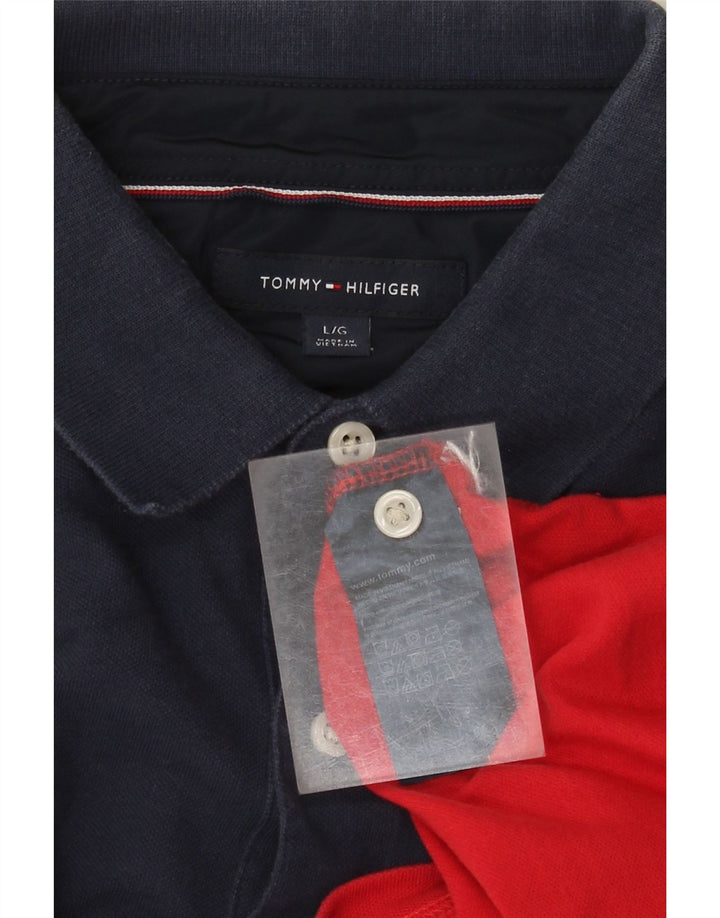 Camisa polo masculina Tommy Hilfiger grande algodão colorblock multicolorido