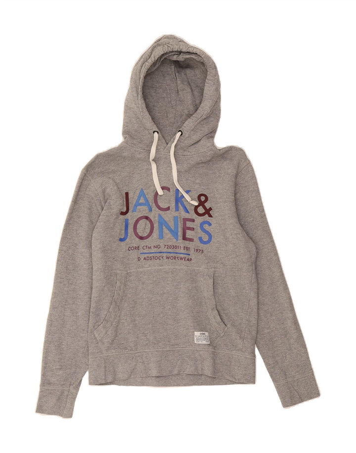 JACK & JONES Mens Graphic Hoodie Jumper XS Grey Vintage Jack & Jones and Second-Hand Jack & Jones from Messina Hembry 
