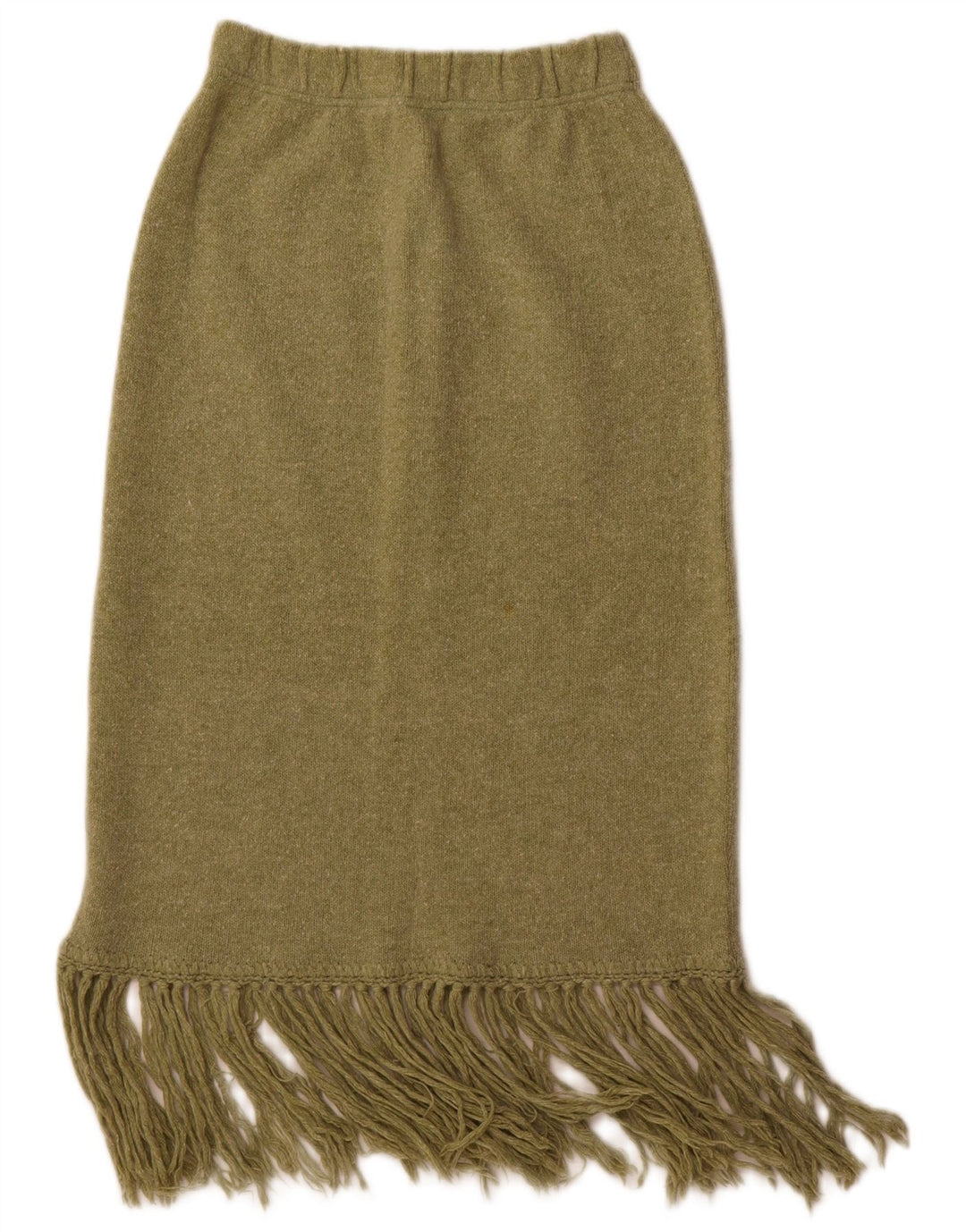 Saia midi de malha feminina vintage média W28 lã verde