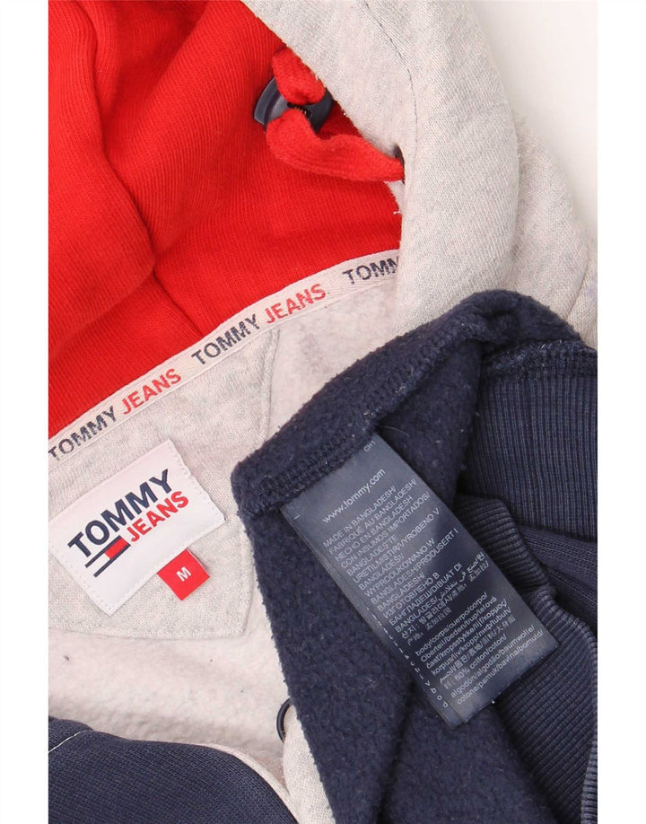 Tommy Hilfiger Suéter masculino com capuz e gola com botão médio azul marinho bloco colorido
