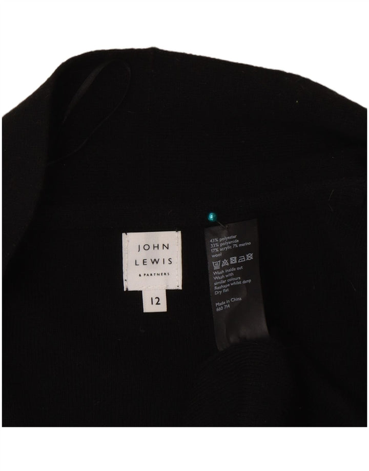 Suéter cardigã aberto John Lewis Longline feminino Reino Unido 12 médio preto