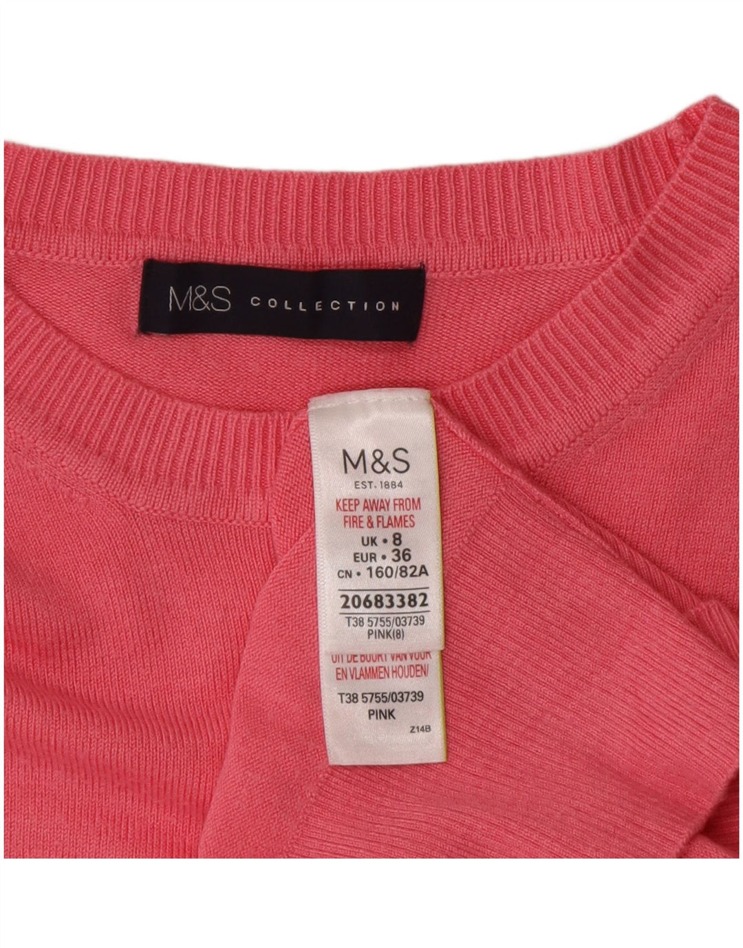 Suéter feminino Marks & Spencer com gola canoa Reino Unido 8 pequeno rosa