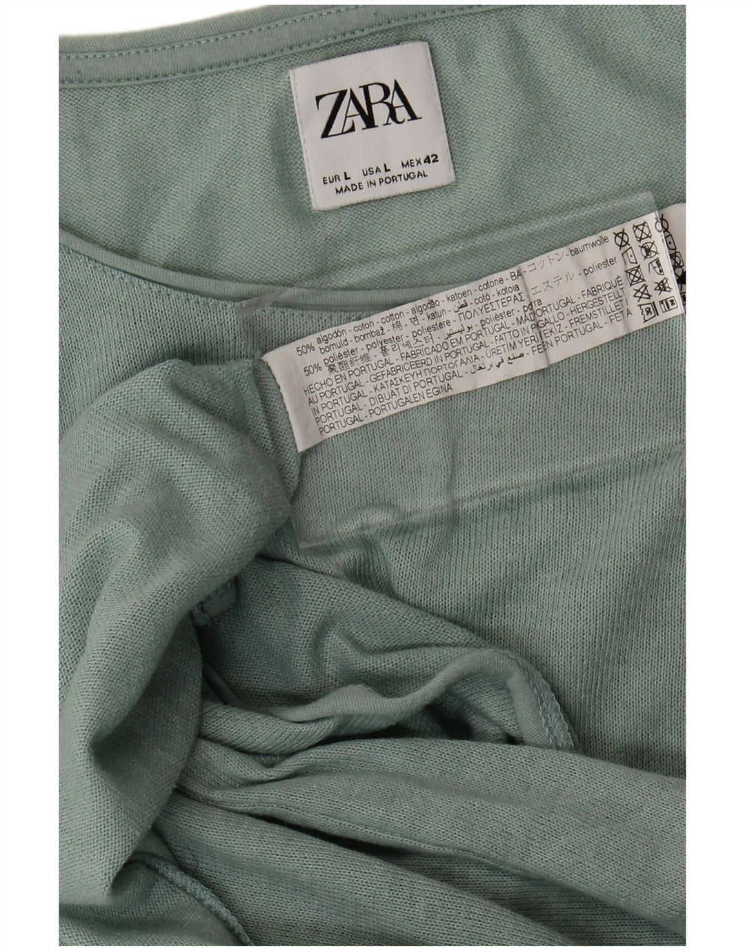 Camiseta masculina Zara Top grande algodão verde