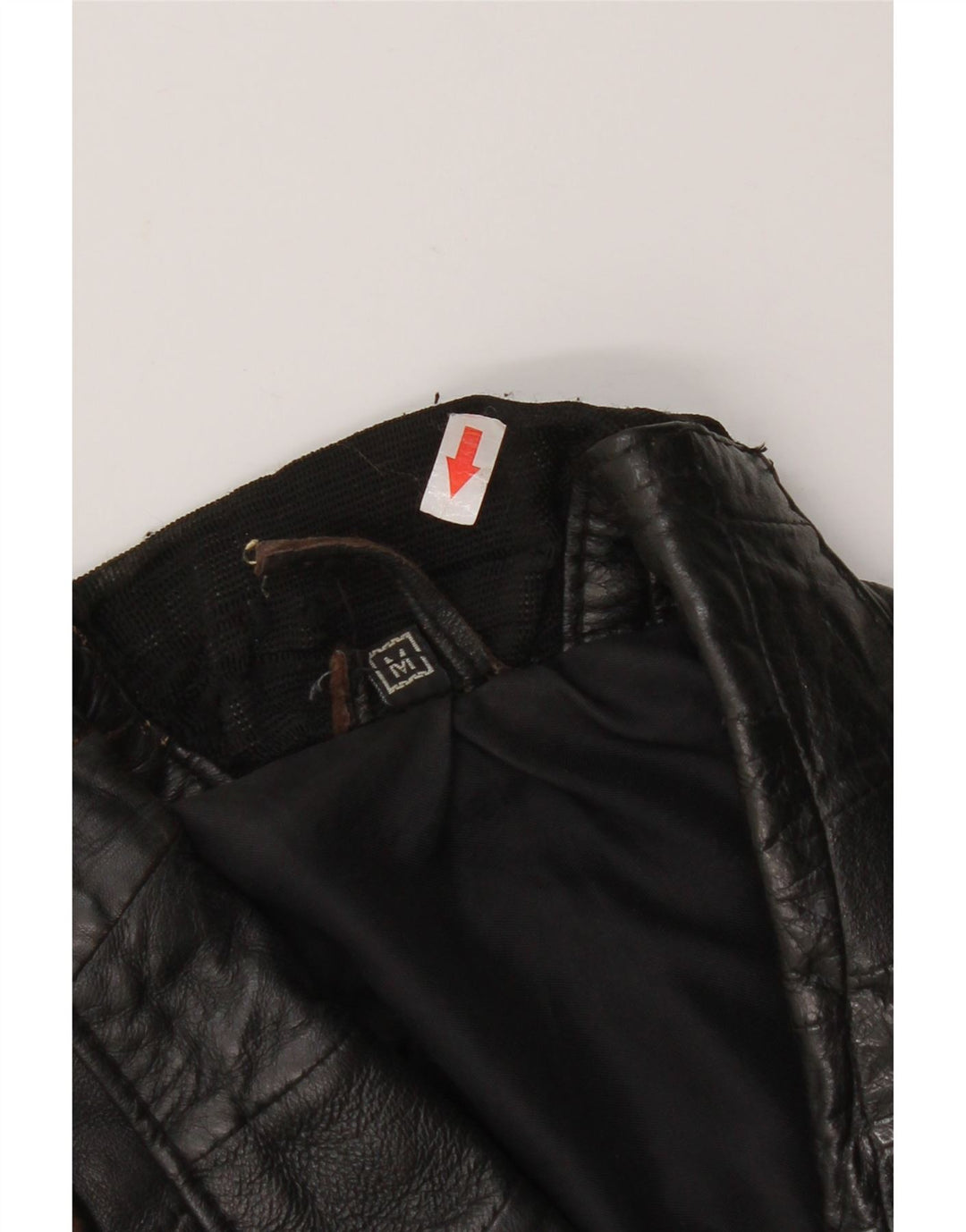 Jaqueta de couro bomber vintage feminina Reino Unido 12 couro preto médio