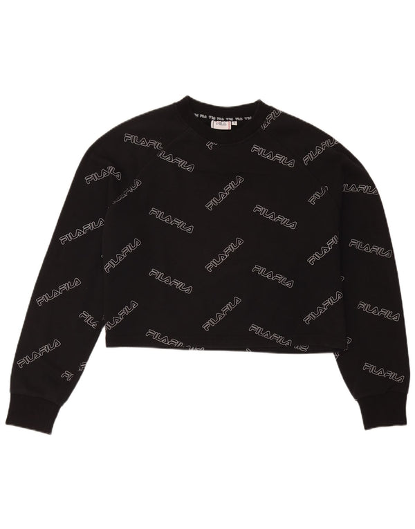 Fila moletom feminino oversized gráfico crop jumper UK 10 pequeno preto