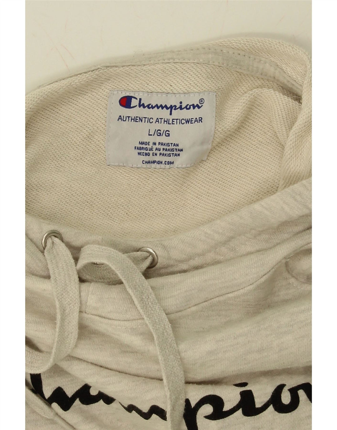 CHAMPION Mens Graphic Hoodie Jumper Large Grey Flecked Cotton Vintage Champion and Second-Hand Champion from Messina Hembry 