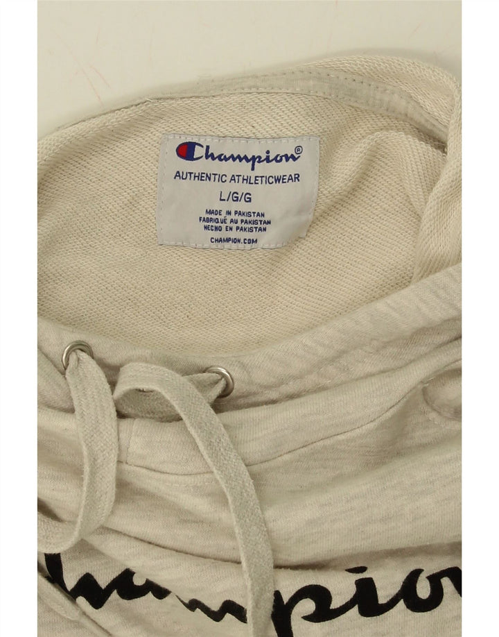 CHAMPION Mens Graphic Hoodie Jumper Large Grey Flecked Cotton Vintage Champion and Second-Hand Champion from Messina Hembry 