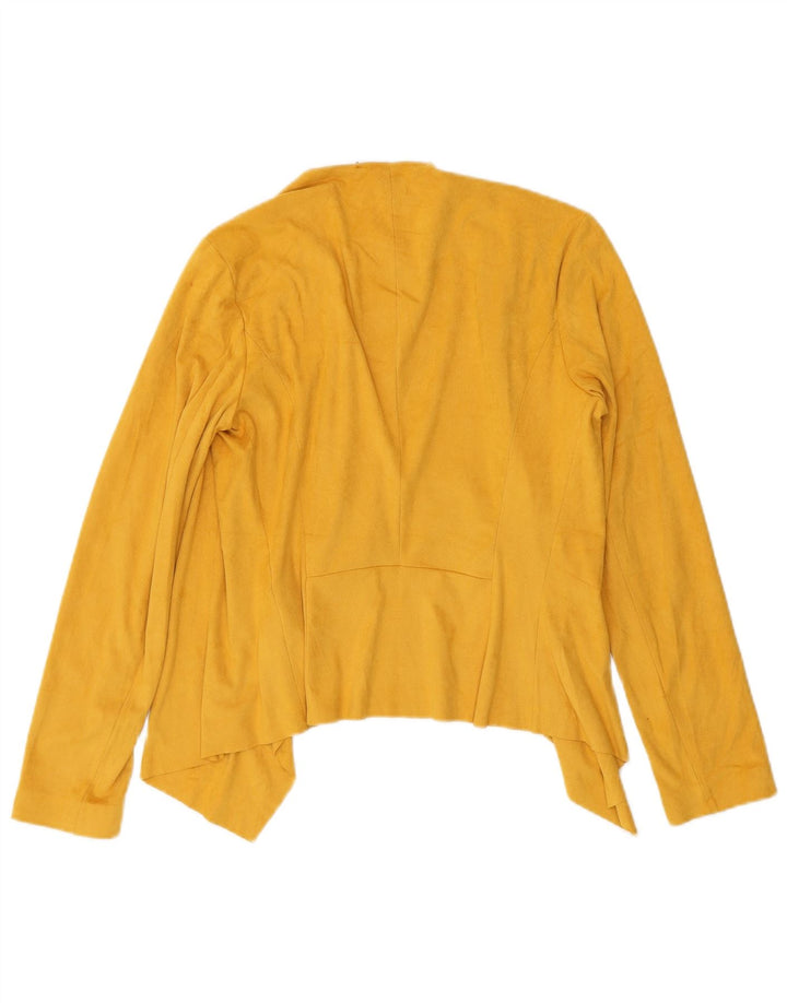 Zara Cardigan Feminino Top UK 10 Pequeno Poliéster Amarelo