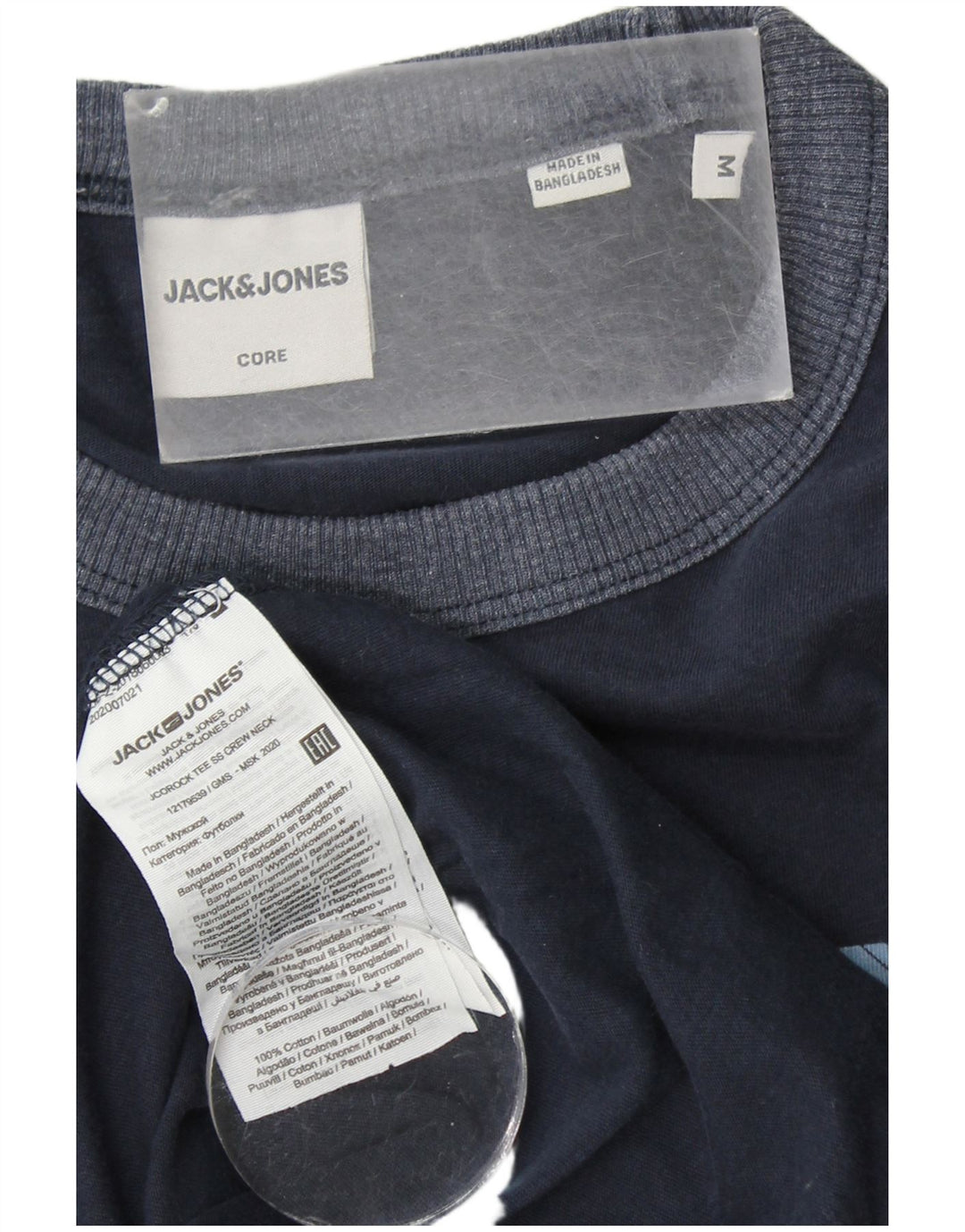 JACK & JONES Camiseta masculina gráfica Top médio algodão azul marinho