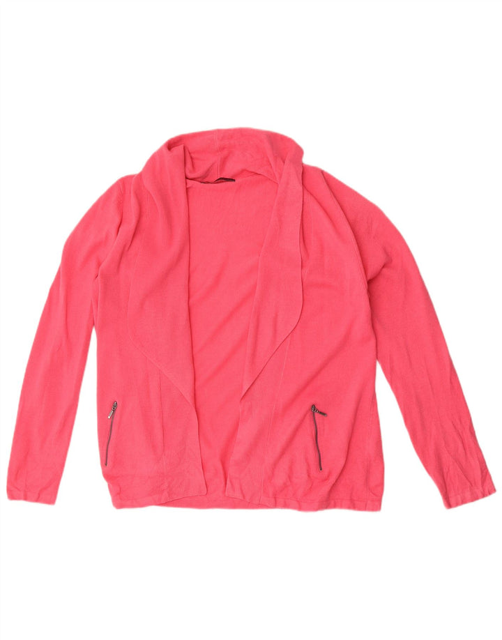 Suéter cardigã aberto feminino Marks & Spencer Reino Unido 16 grande acrílico rosa