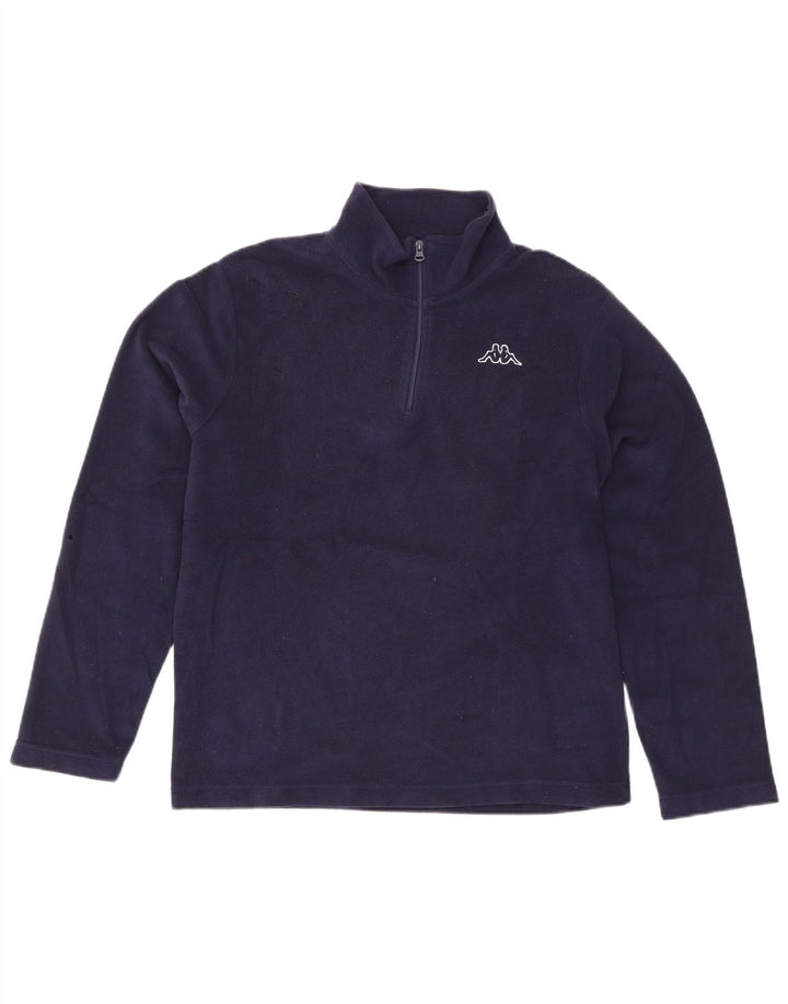 Suéter de lã masculino Kappa com zíper e gola grande azul marinho poliéster