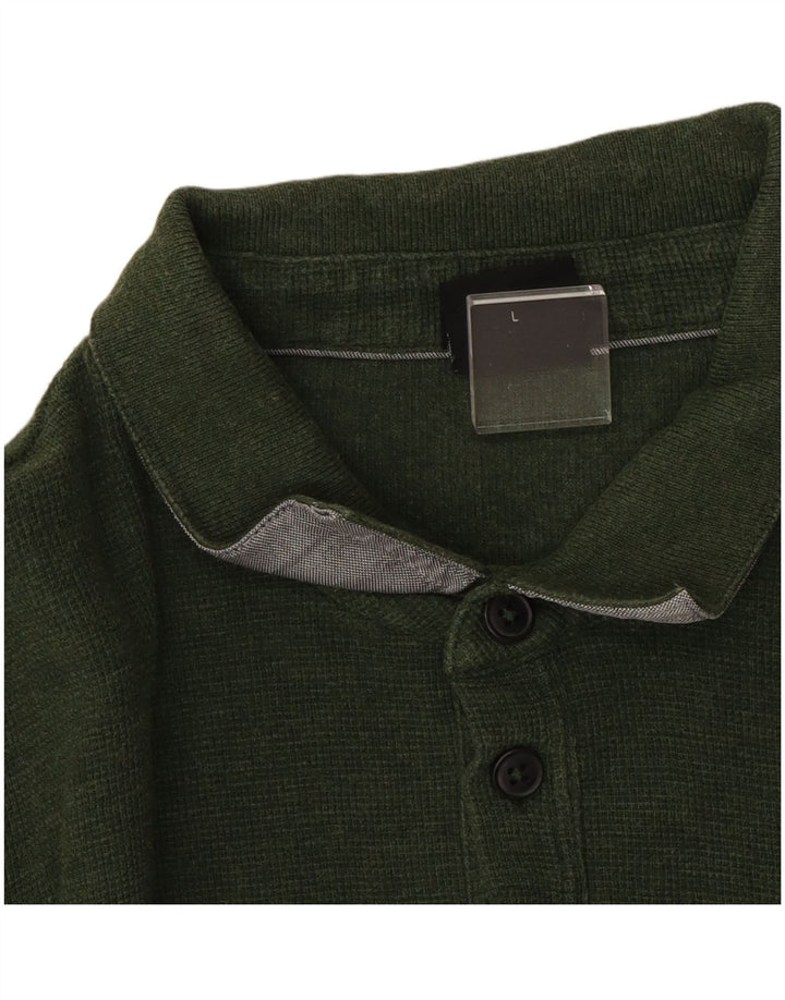 Camisa polo masculina de manga comprida Hugo Boss grande verde