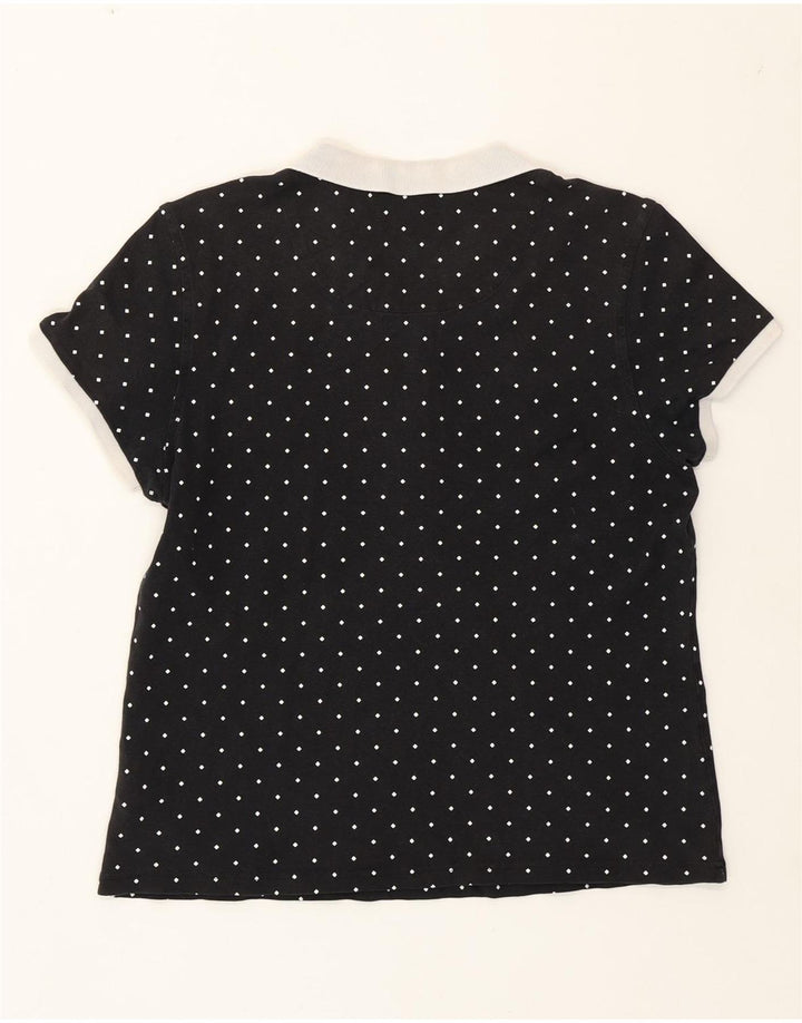 Camisa polo feminina Fred Perry Reino Unido 14 grande algodão manchado preto