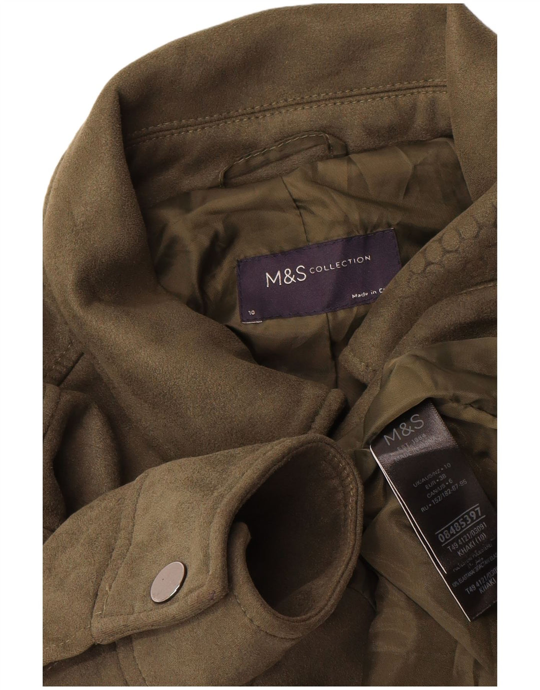 Jaqueta bomber feminina Marks & Spencer Reino Unido 10 poliéster cáqui pequeno
