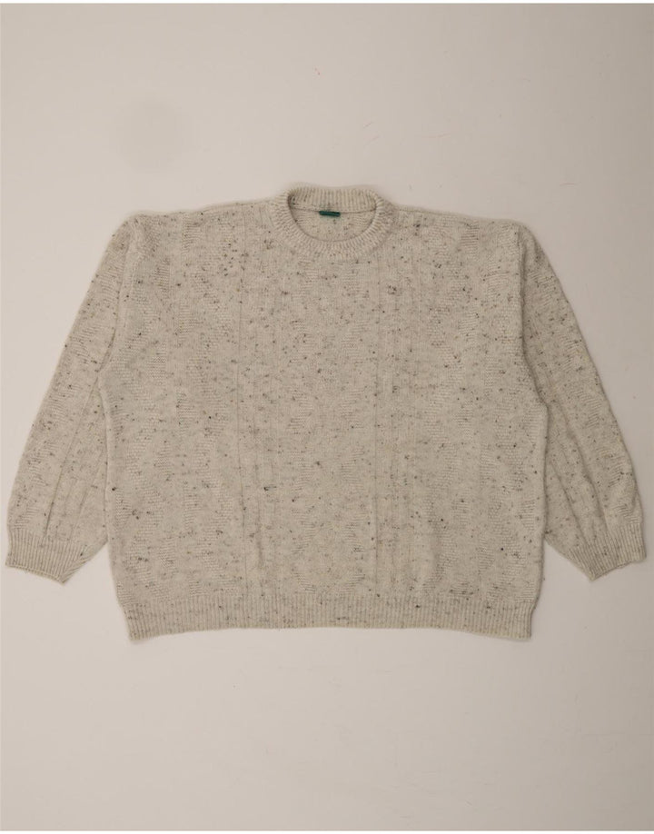 CANDA Mens Crew Neck Jumper Sweater XL Beige Flecked Acrylic Vintage Canda and Second-Hand Canda from Messina Hembry 