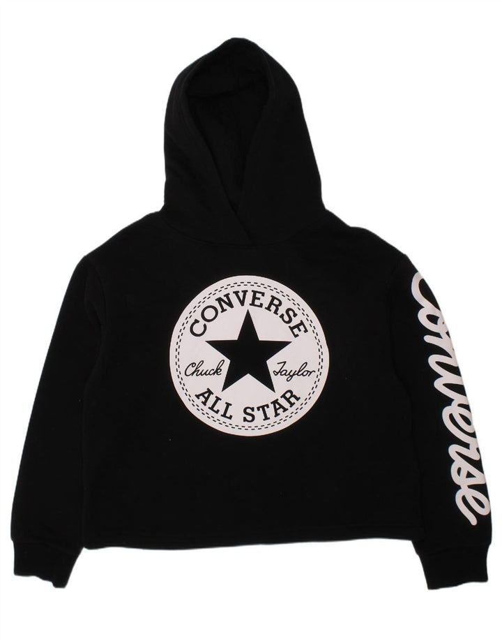 Suéter com capuz gráfico CONVERSE para meninas 10-11 anos médio preto algodão