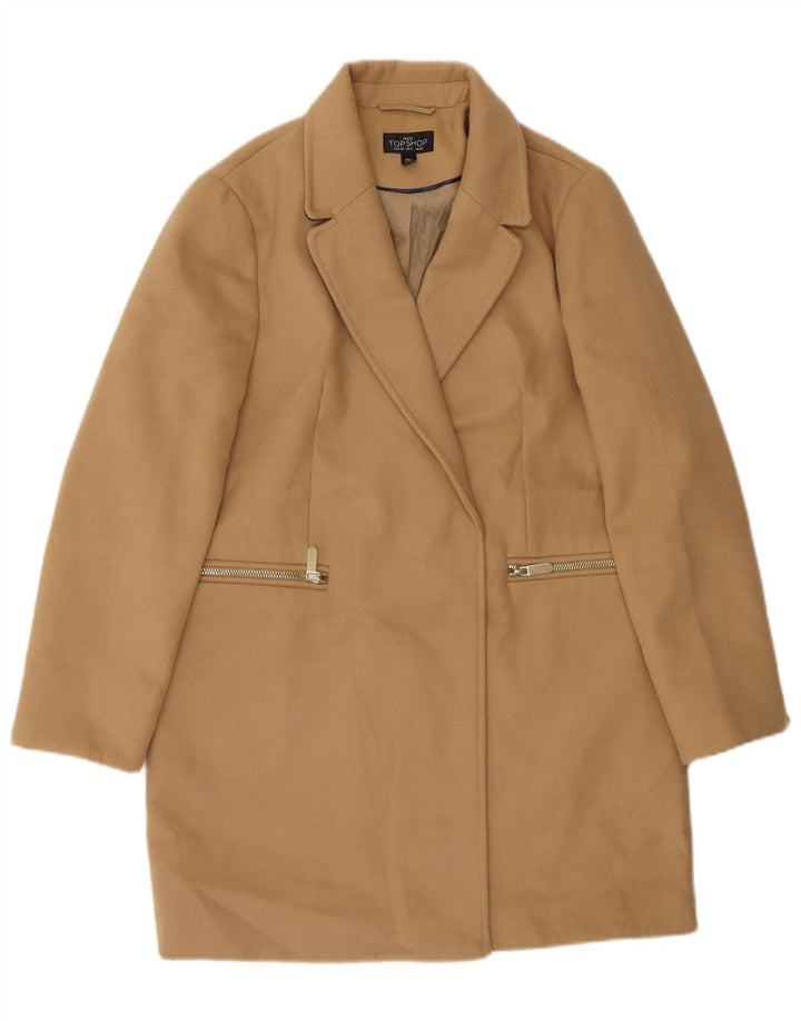 Sobretudo aberto feminino Topshop UK 10 poliéster bege pequeno