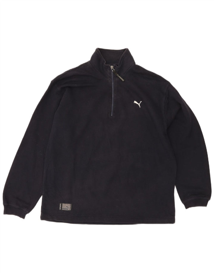 Moletom masculino PUMA com zíper e gola alta algodão azul marinho médio