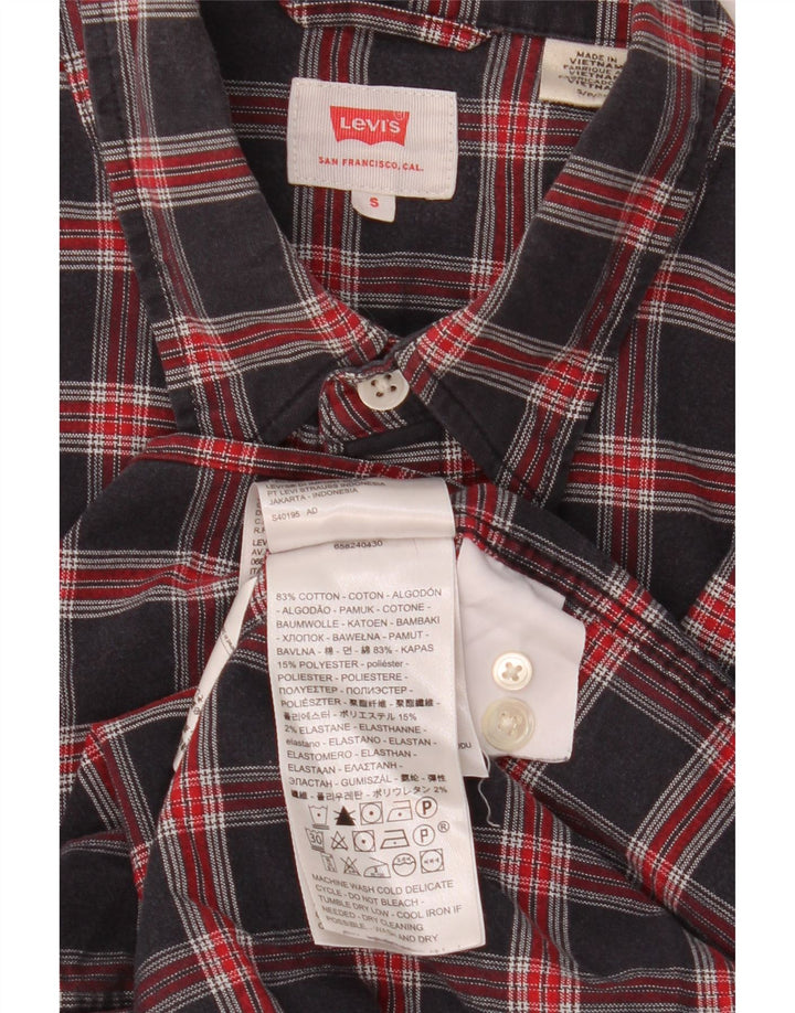 Camisa masculina Levi's pequena xadrez azul marinho de algodão