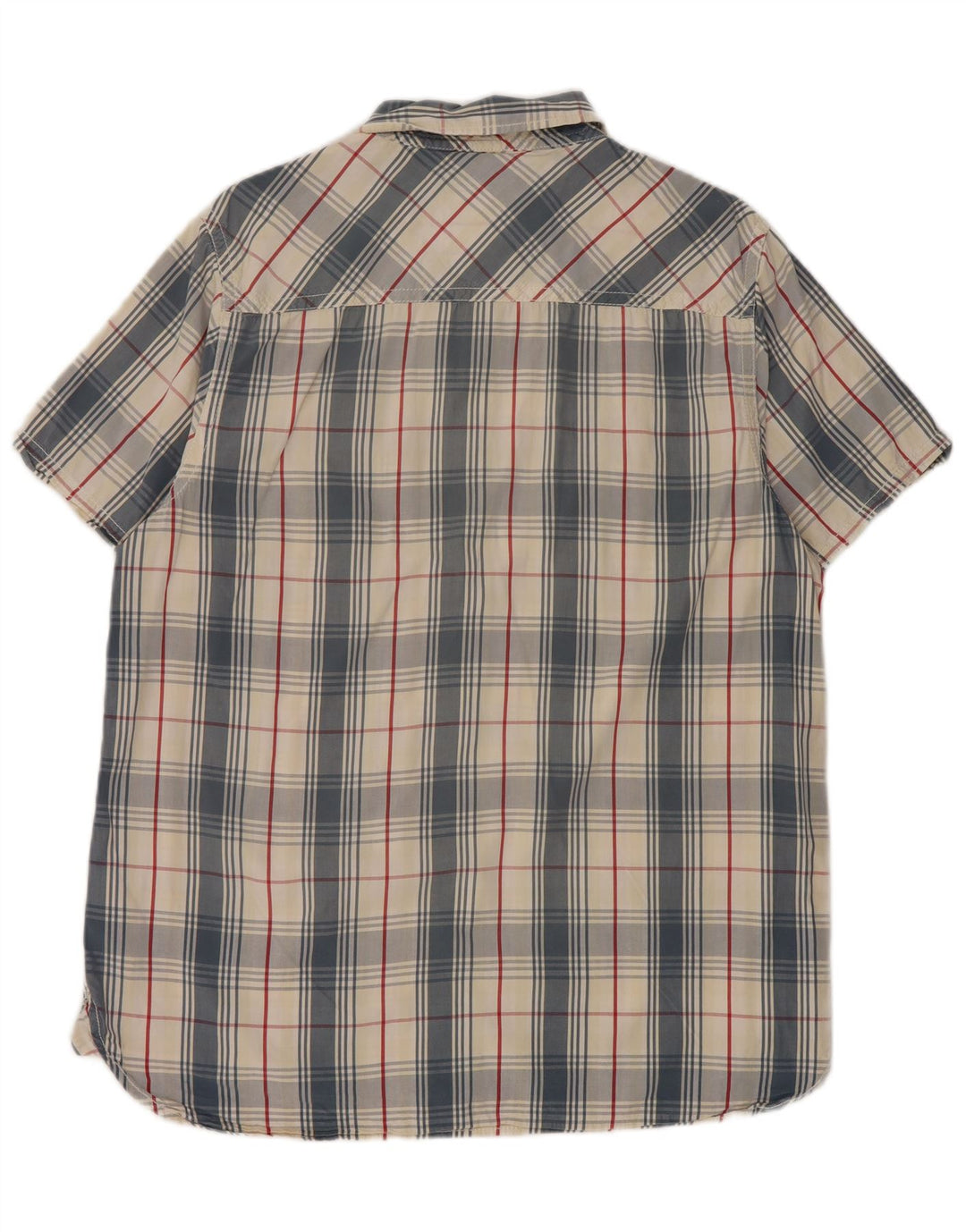 Camisa masculina de manga curta Weird Fish, algodão xadrez azul grande