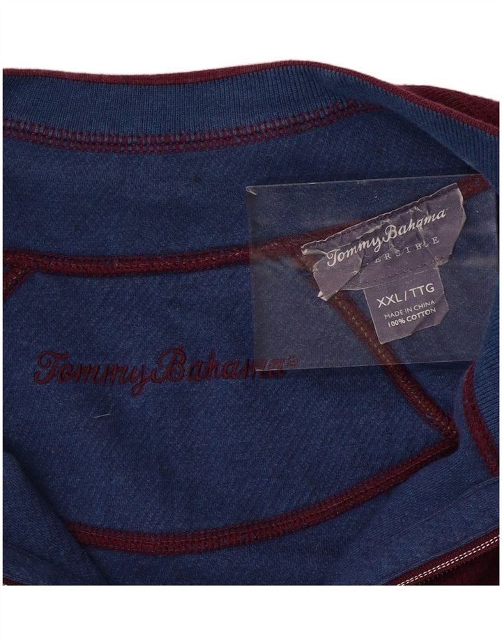 TOMMY BAHAMA moletom masculino com zíper e gola 2XL algodão roxo