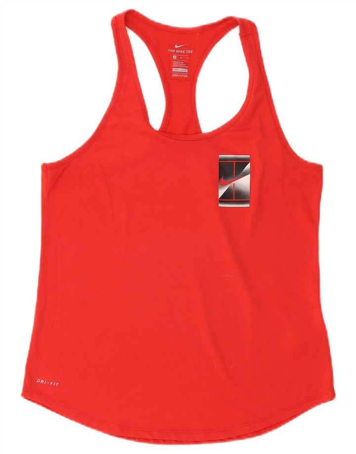 Nike Womens Dri Fit Vest Top UK 12 Médio Vermelho Poliéster